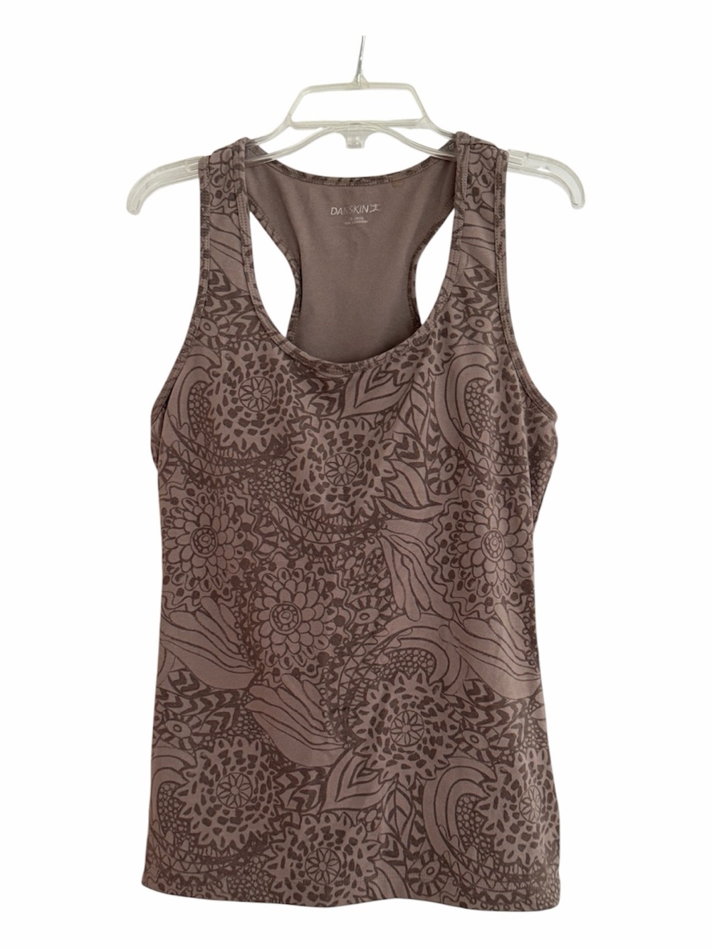 Danskin Taupe Floral Paisley Racerback Athletic Tank